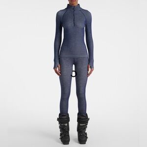 Cordova Stowe Ski Base Layer Top in Indigo Blue Stripe XS S Small Extra Small